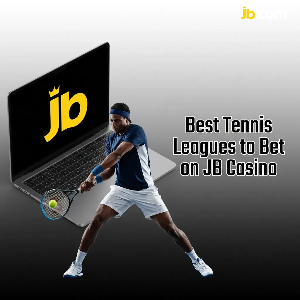 Tennis player serving on court with Grand Slam tournament logos including Wimbledon, US Open, Australian Open, and French Open