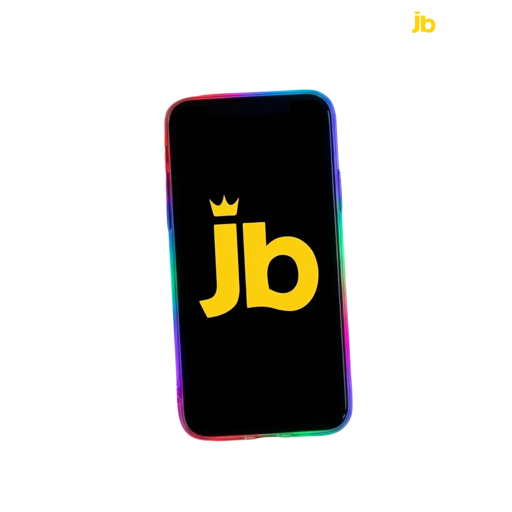 JB Casino mobile app download page showing Android APK and iOS options with crypto payment support and welcome bonus.