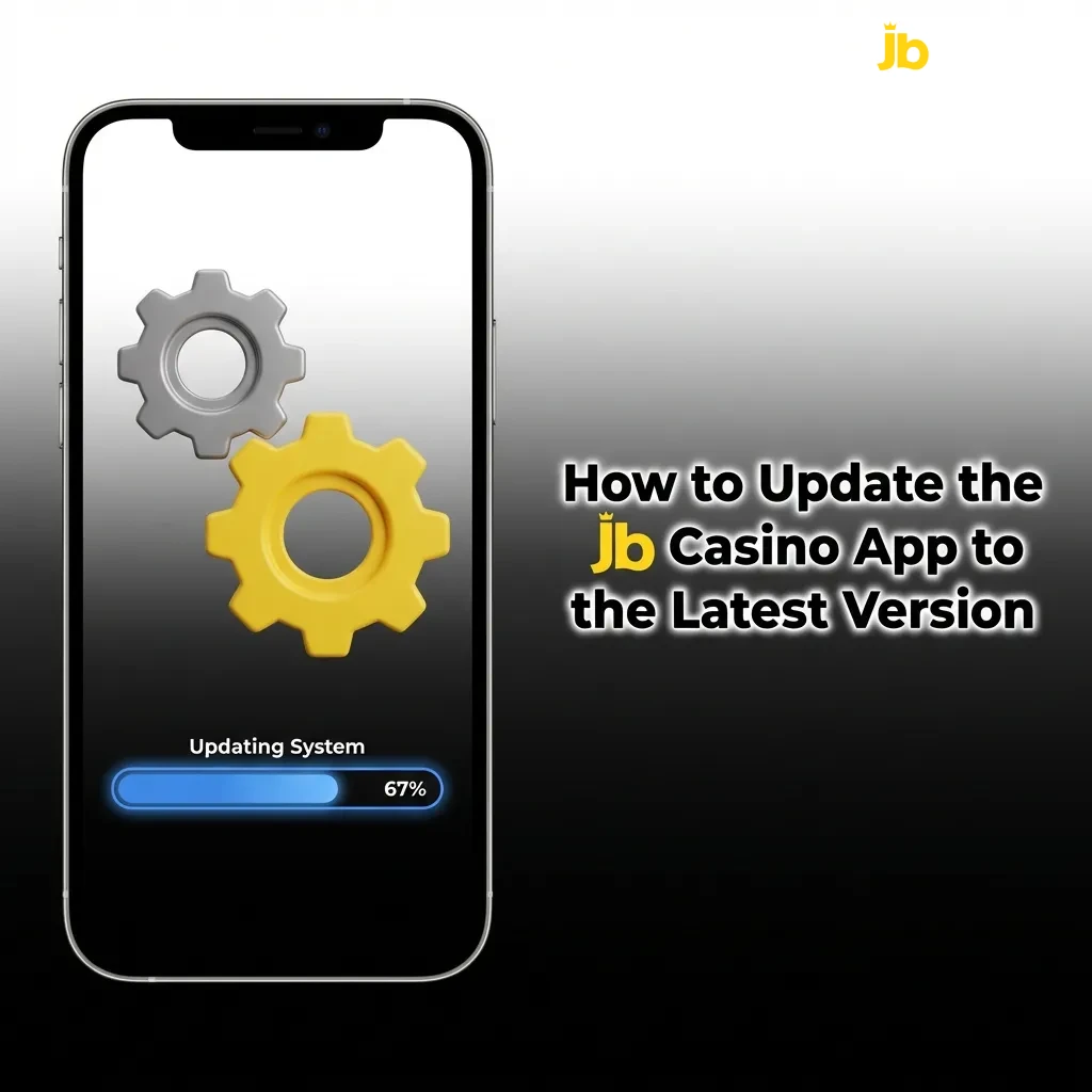 JB Casino app icon on smartphone screen showing automatic web-based updates in progress