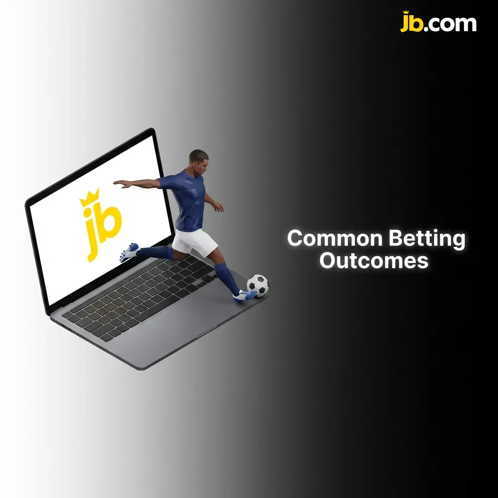 Infographic showing five common betting outcomes: match result, over/under goals, handicap, both teams to score, correct score