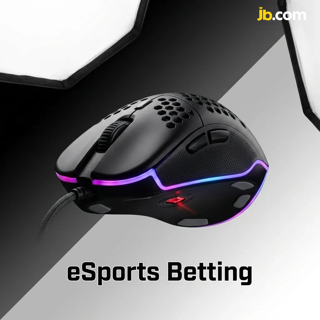 Competitive gaming tournament with teams battling on screens, representing eSports betting at JB Casino