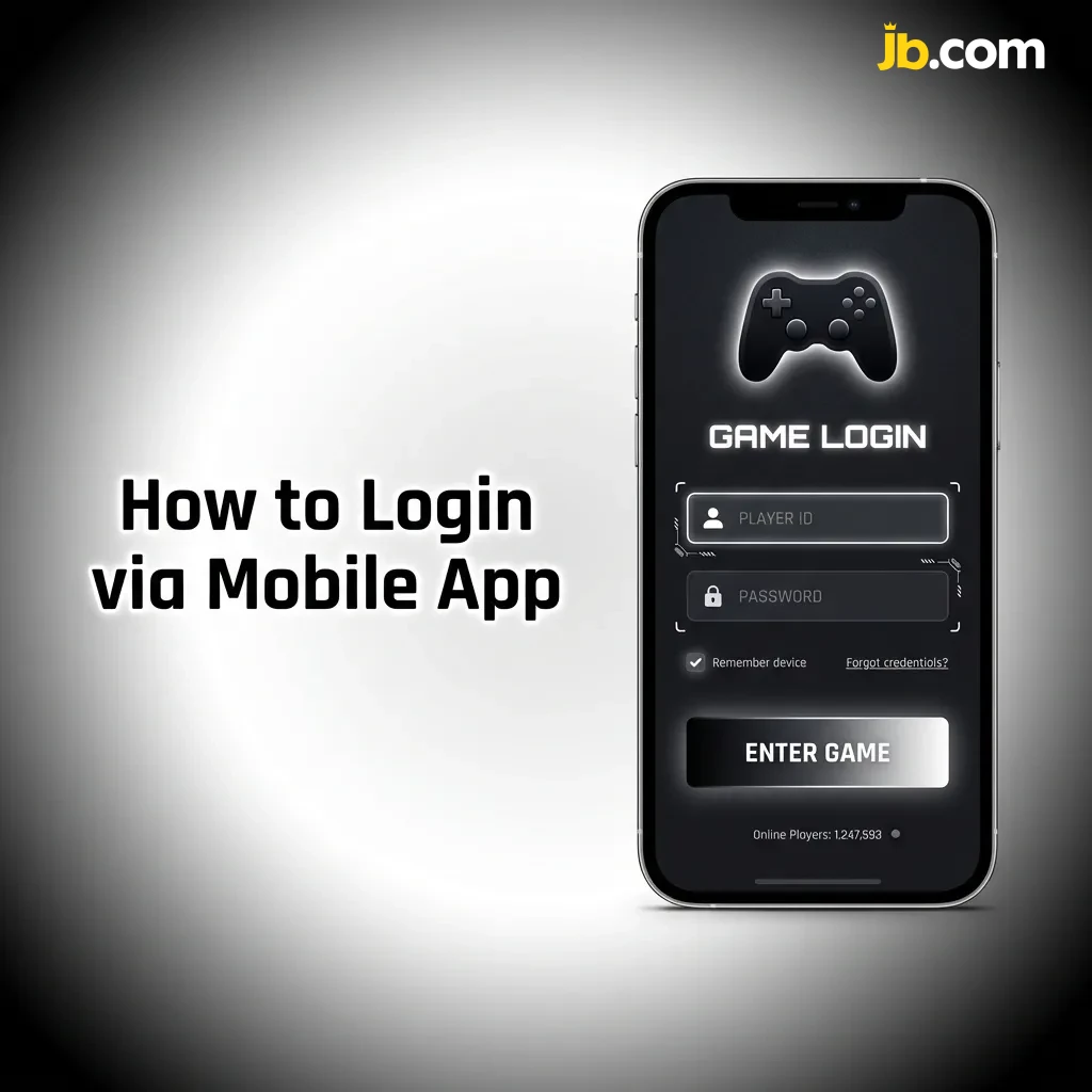 JB Casino mobile app login screen showing username, password fields and login button on smartphone