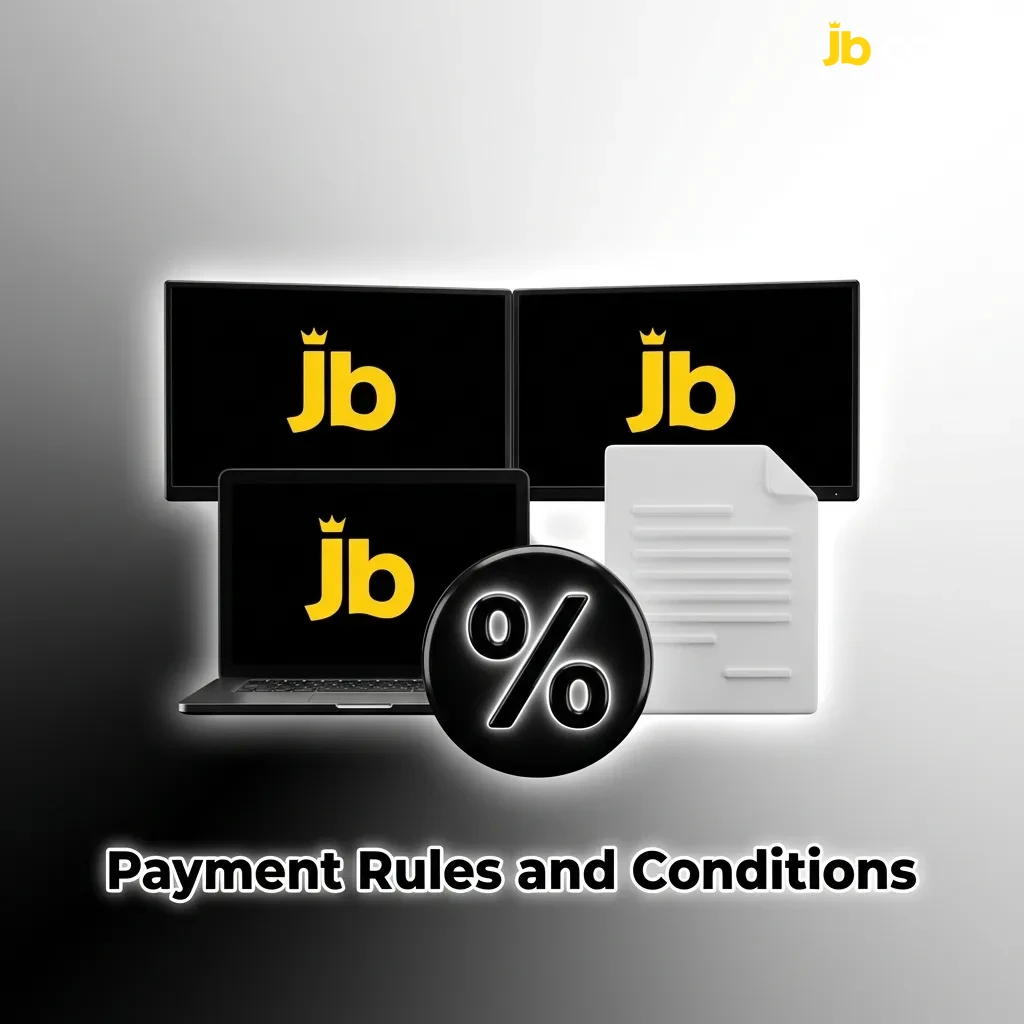 JB Casino payment rules page showing deposit and withdrawal conditions including verification and wagering requirements.