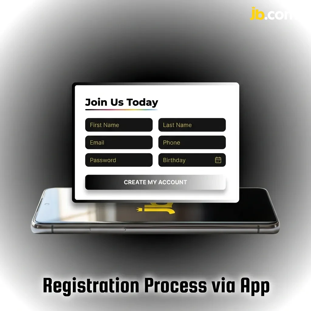Mobile app registration screen showing sign-up form with fields for phone number, password, and personal details