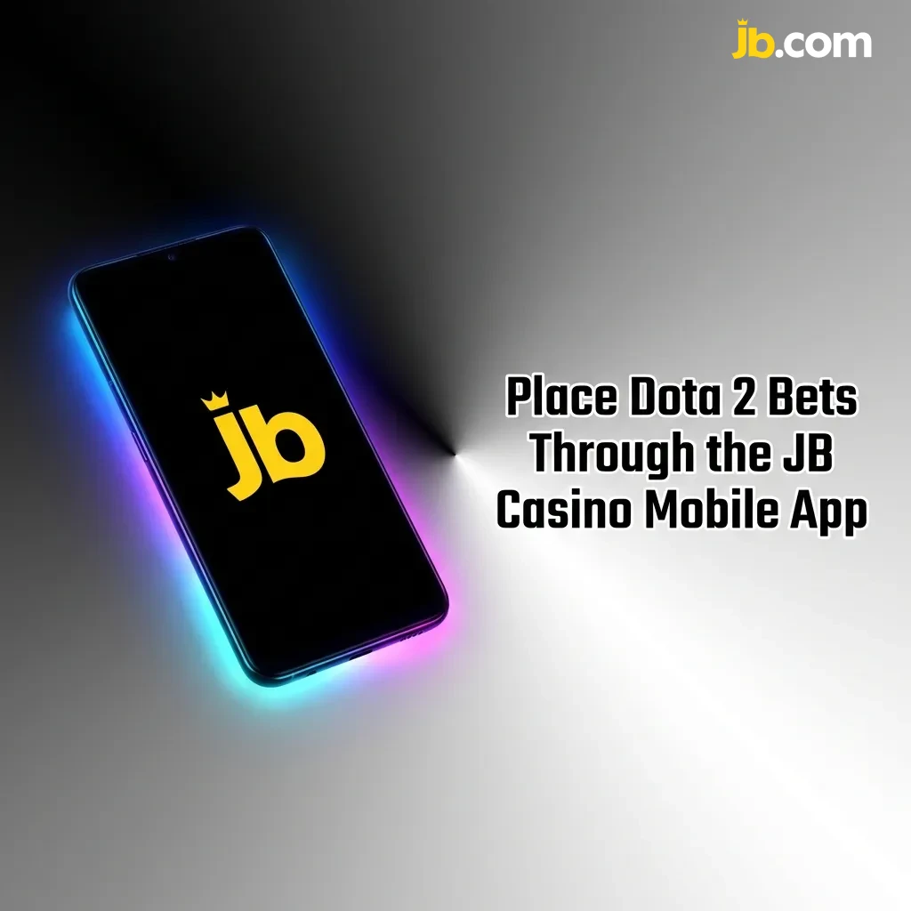JB Casino mobile app interface showing Dota 2 betting options and esports markets on smartphone screen