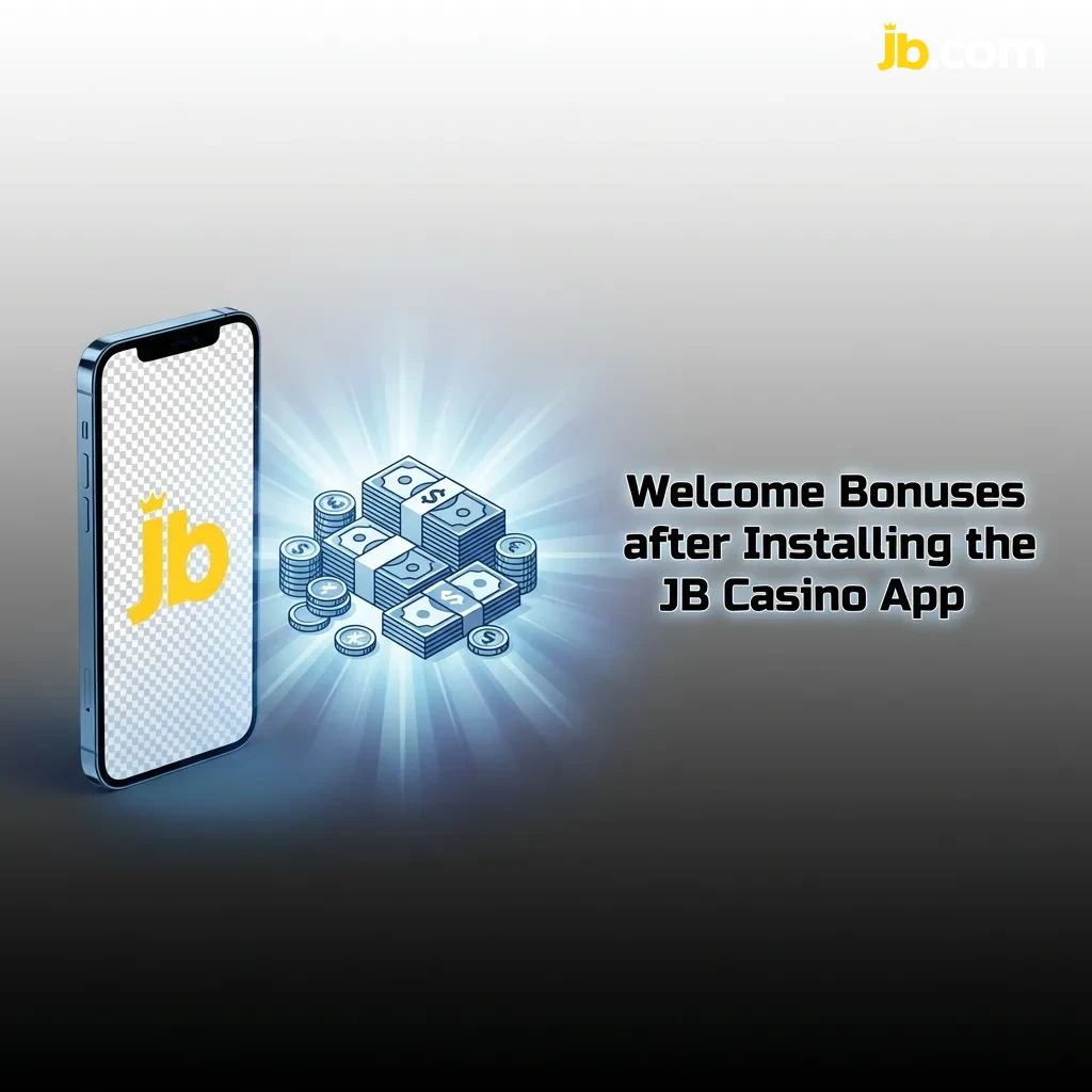 JB Casino App welcome bonuses showing 120% match, 400 free spins, sports betting boost, and 20 free bets for new players