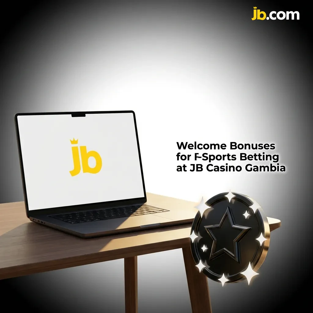 JB Casino Gambia welcome bonus interface showing 120% first deposit bonus with free bets for esports betting