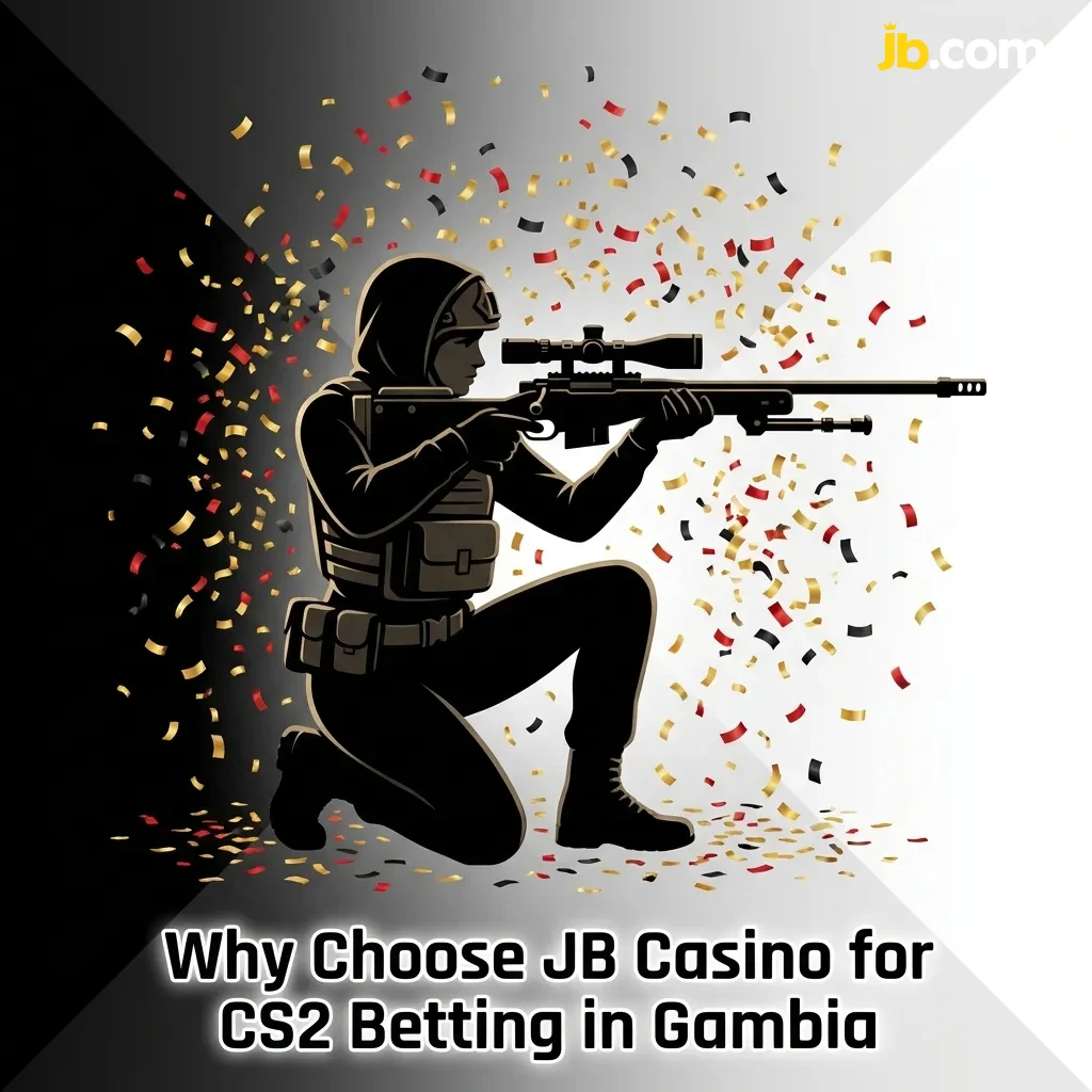 JB Casino CS2 betting platform showing bonuses, local payment options, and mobile app for Gambian players